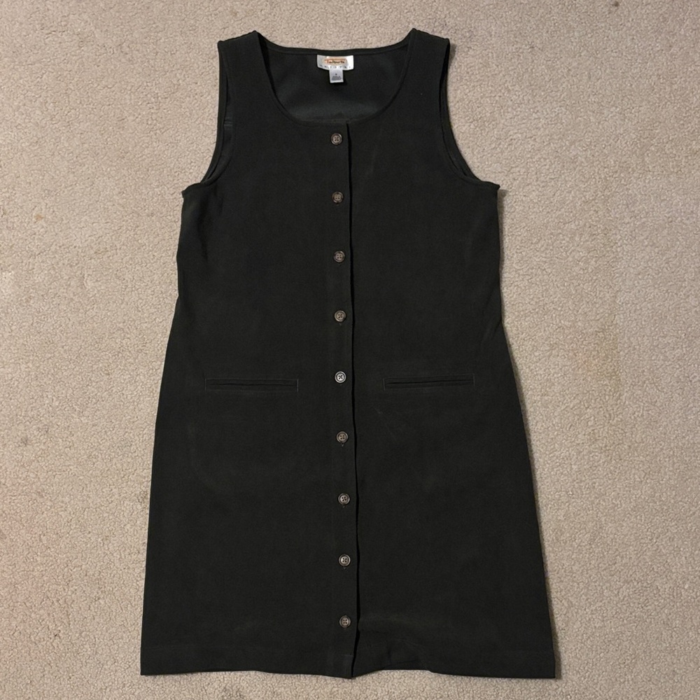 Vintage Talbots Green Sleeveless Button Down Dress